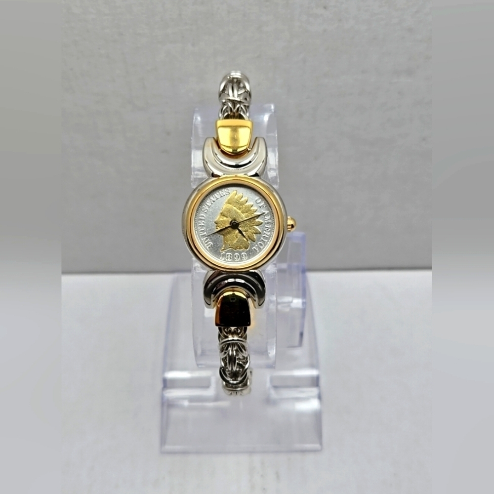 Vintage Indian Head 1899 Penny Silver Tone Watch James Longacre New Battery